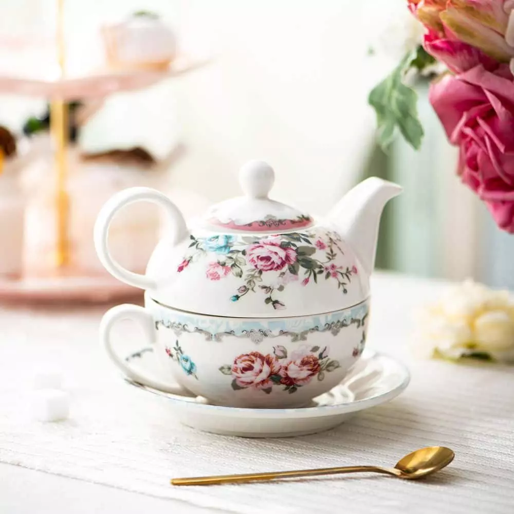 Porcelain Tea for One Set Teapot 11 Ounce Tea Set 1 Piece Teacup and Saucer by MALACASA 6 Porcelain Tea for One Set Teapot 11 Ounce Tea Set 1 Piece Teacup and Saucer by MALACASA - Image 4