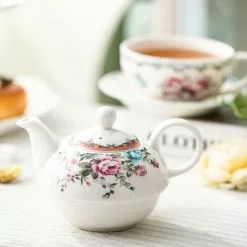 Porcelain Tea for One Set Teapot 11 Ounce Tea Set 1 Piece Teacup and Saucer by MALACASA 13 Porcelain Tea for One Set Teapot 11 Ounce Tea Set 1 Piece Teacup and Saucer by MALACASA -Cookware Sales Shop white with pattern malacasa tea kettles sweet time 010 44 1000