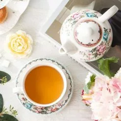 Porcelain Tea for One Set Teapot 11 Ounce Tea Set 1 Piece Teacup and Saucer by MALACASA 15 Porcelain Tea for One Set Teapot 11 Ounce Tea Set 1 Piece Teacup and Saucer by MALACASA -Cookware Sales Shop white with pattern malacasa tea kettles sweet time 010 76 1000
