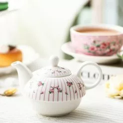 Porcelain Tea Pot Set for One 11 Ounce Teapot 1 Piece Teacup and Saucer Set by MALACASA 14 Porcelain Tea Pot Set for One 11 Ounce Teapot 1 Piece Teacup and Saucer Set by MALACASA -Cookware Sales Shop white with pattern malacasa tea kettles sweet time 012 44 1000