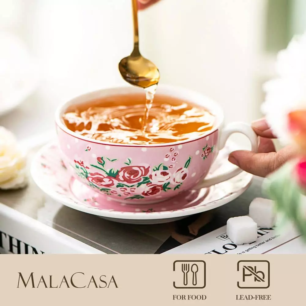 Porcelain Tea Pot Set for One 11 Ounce Teapot 1 Piece Teacup and Saucer Set by MALACASA 5 Porcelain Tea Pot Set for One 11 Ounce Teapot 1 Piece Teacup and Saucer Set by MALACASA - Image 3