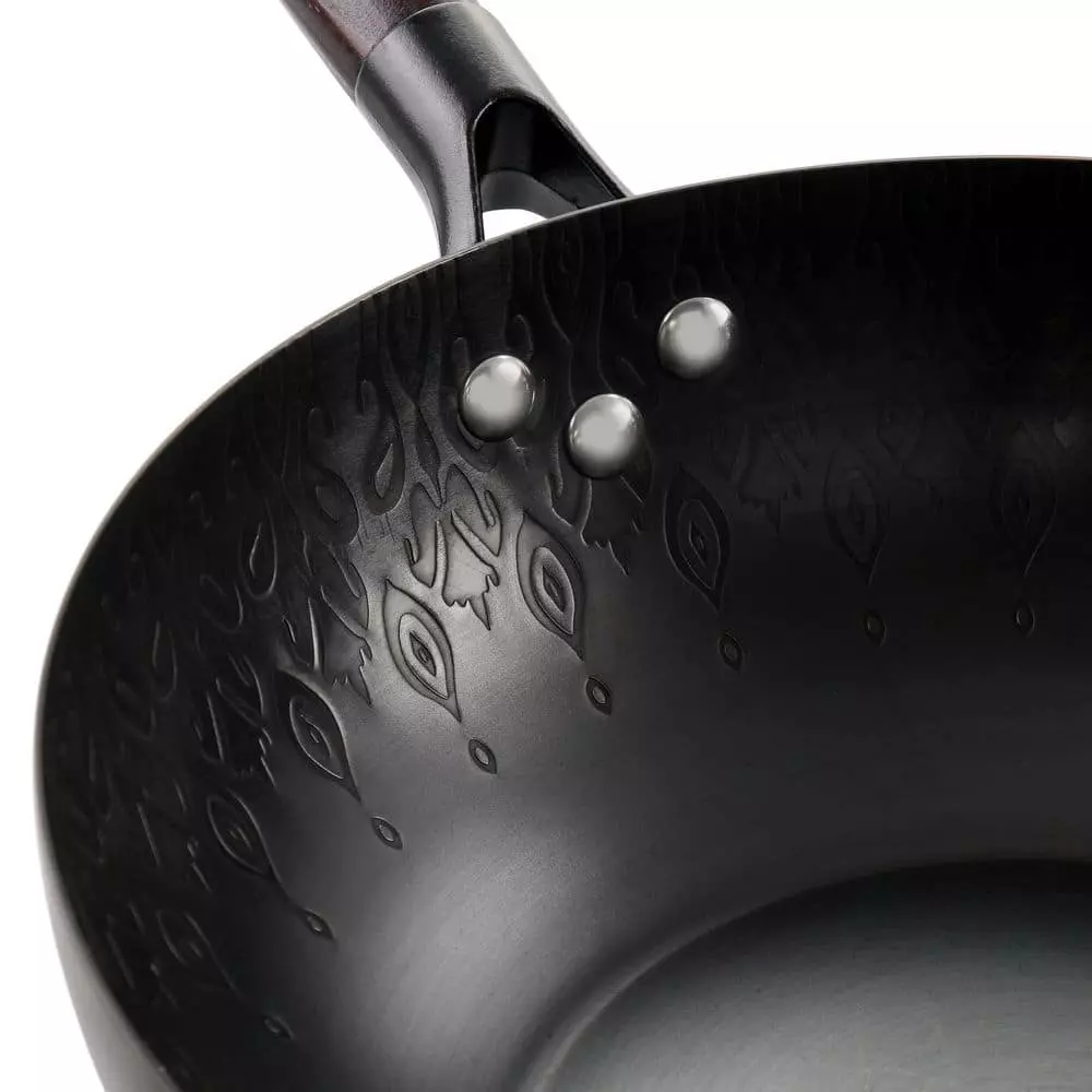 12 in. Carbon Steel Wok with Wooden Handle in Black by Spice BY TIA MOWRY 5 12 in. Carbon Steel Wok with Wooden Handle in Black by Spice BY TIA MOWRY - Image 3