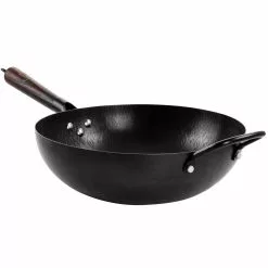 12 in. Carbon Steel Wok with Wooden Handle in Black by Spice BY TIA MOWRY