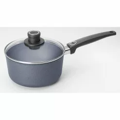Diamond LITE Induction 2.6 qt. Cast Aluminum Nonstick Sauce Pan in Gray with Glass Lid by Woll