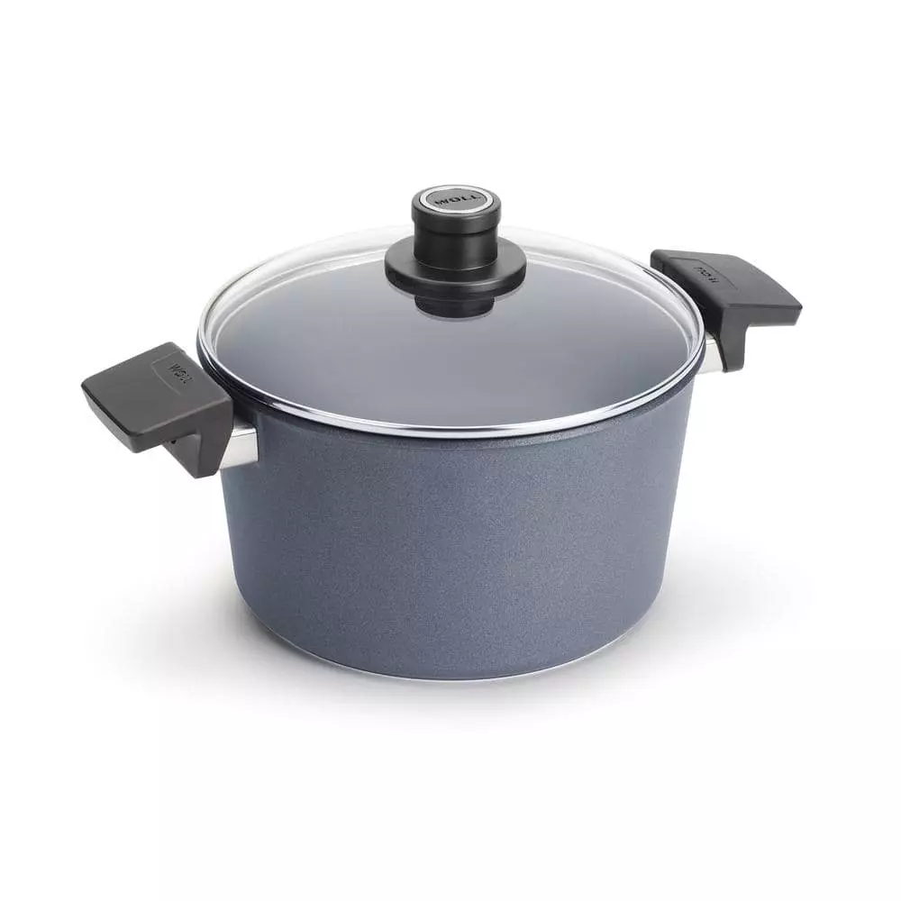 Diamond LITE Induction 5.25 qt. Cast Aluminum Nonstick Stock Pot in Gray with Glass Lid by Woll 3 Diamond LITE Induction 5.25 qt. Cast Aluminum Nonstick Stock Pot in Gray with Glass Lid by Woll