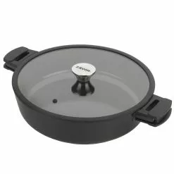 Noir 6 qt. Black Cast Aluminum Ceramic Nonstick Saute Pan by Zavor