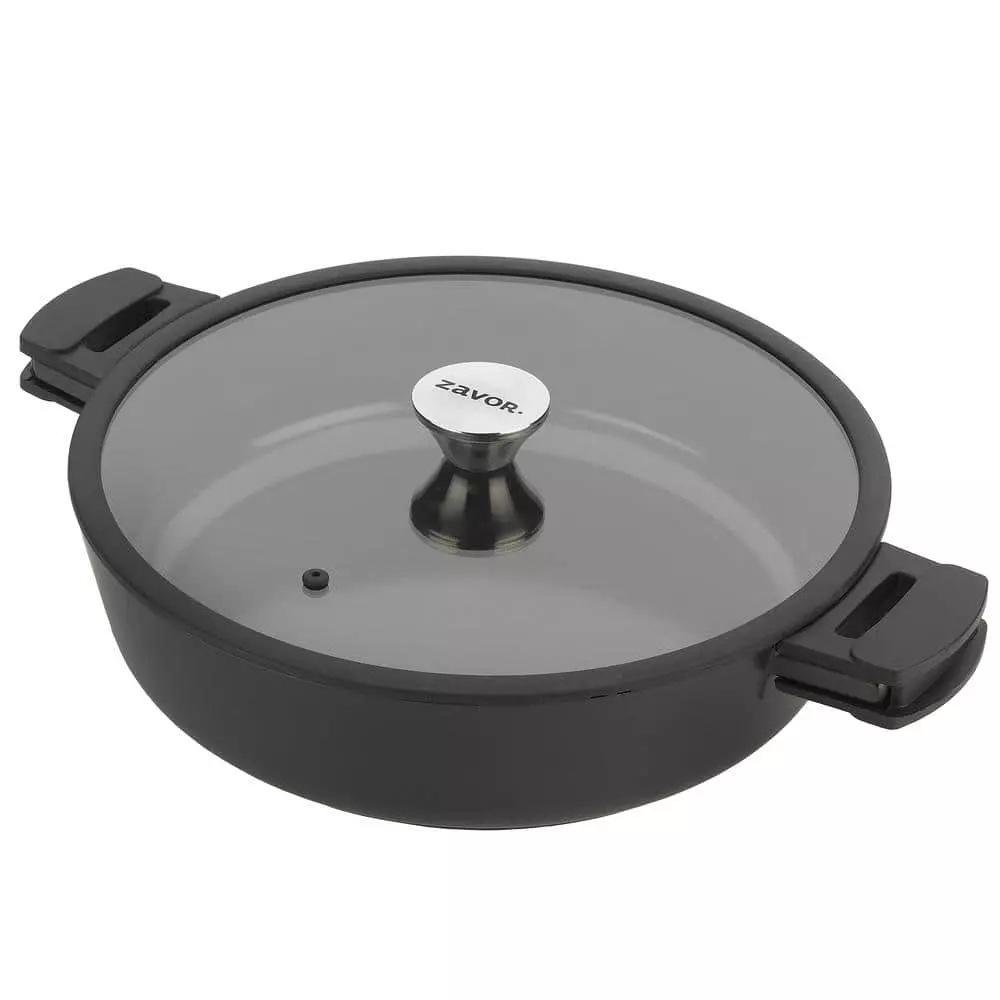 Noir 6 qt. Black Cast Aluminum Ceramic Nonstick Saute Pan by Zavor 3 Noir 6 qt. Black Cast Aluminum Ceramic Nonstick Saute Pan by Zavor
